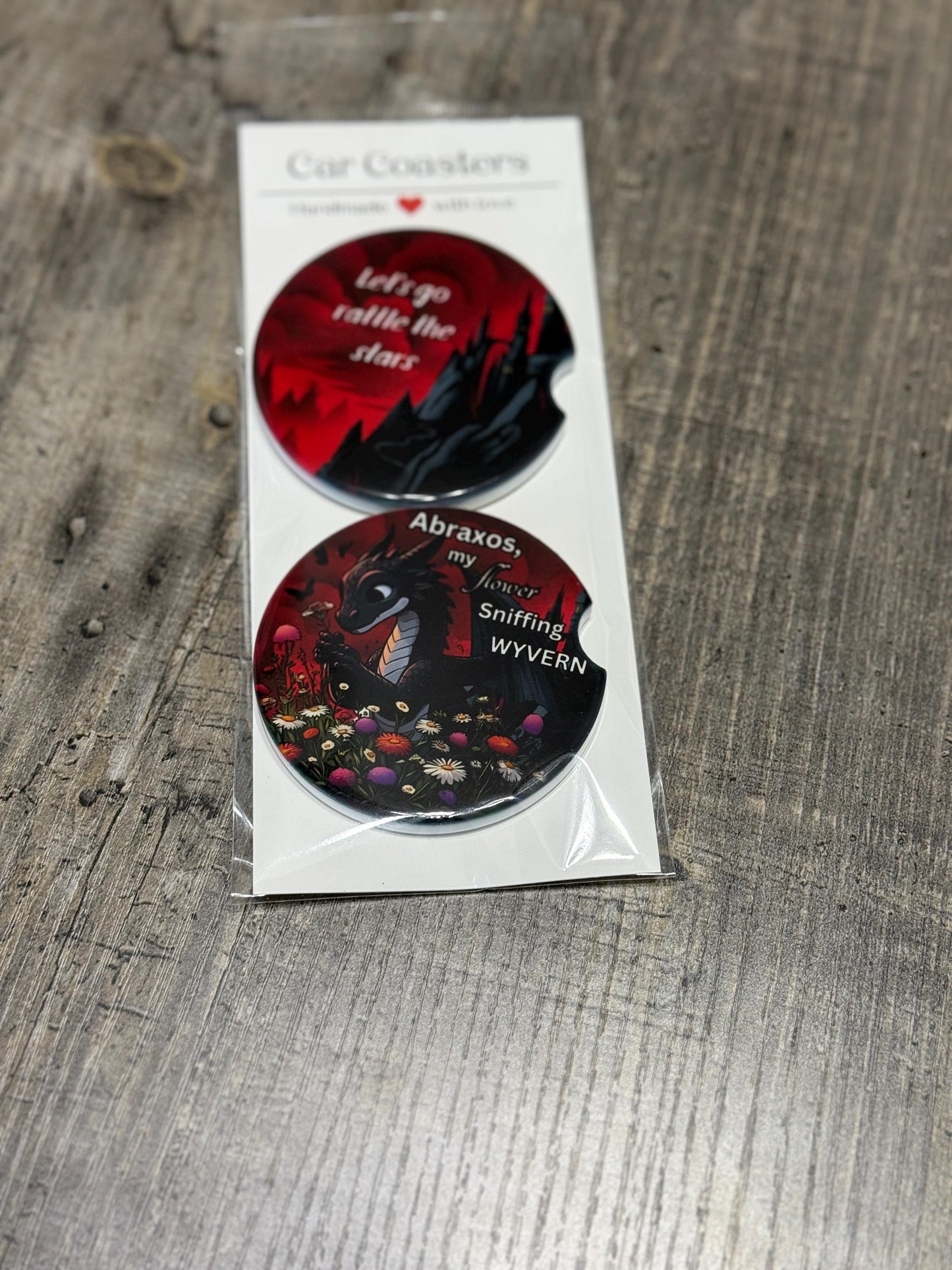 Throne of Glass Inspired Car Coasters – Abraxos & “Rattle the Stars” Set