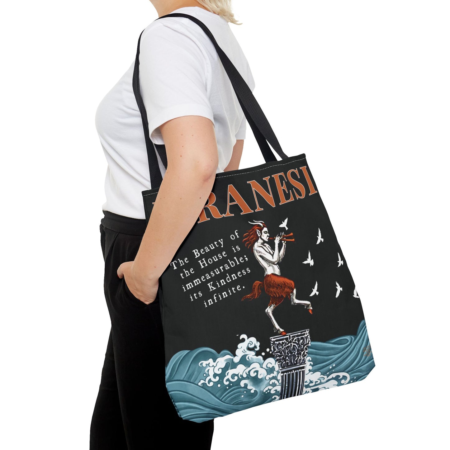 Piranesi Tote Bag | Surreal Fantasy Book Bag with Satyr & Quote Design