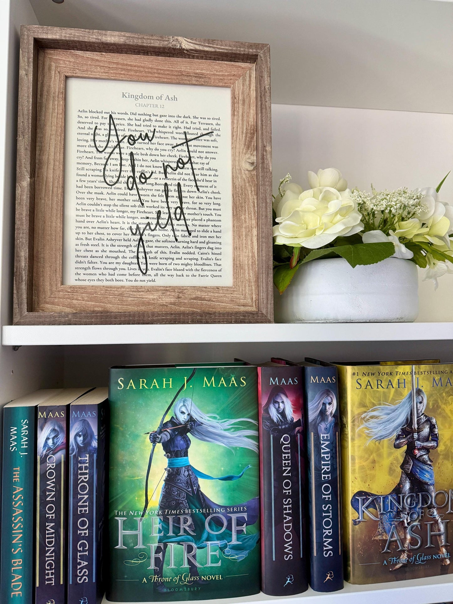 Bookish Frame | Throne of Glass "You Do Not Yield" Book Page Frame – Kingdom of Ash Wall Art