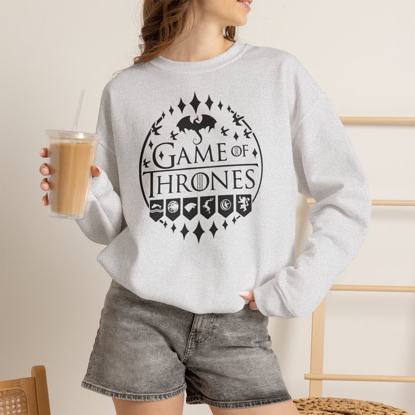 Game of Thrones Inspired Sweatshirt | Westeros Fantasy Crewneck | Dragon & Iron Throne Fan Gift | Unisex Cozy Bookish Sweatshirt