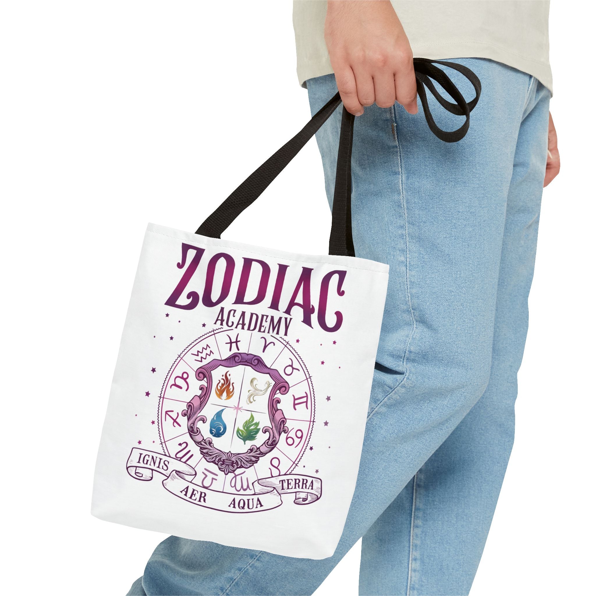 Zodiac Academy Tote Bag | Fantasy Book Lover Bag | Astrology Element Symbols