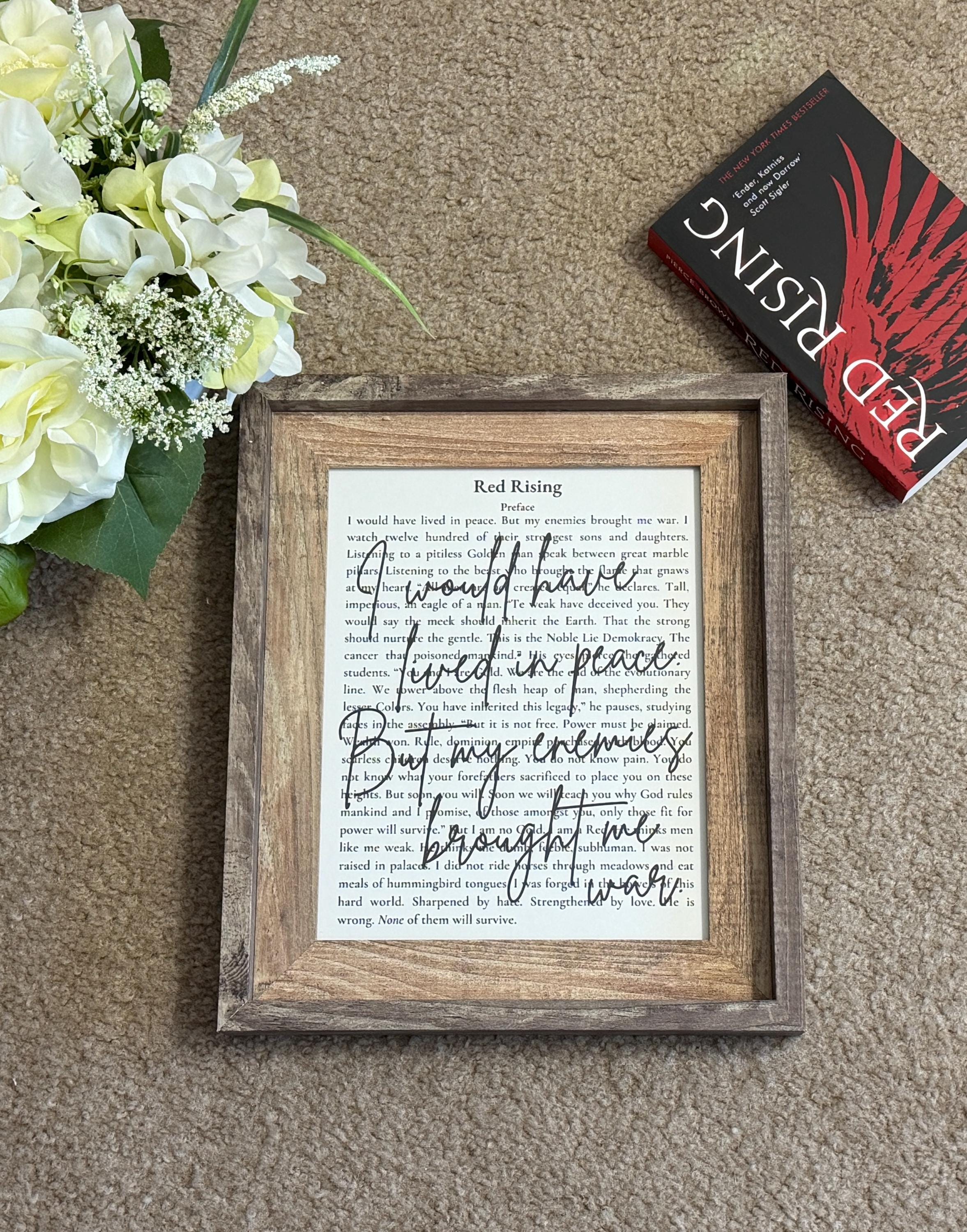 Bookish Frame | Red Rising Inspired Book Page Frame | Bookish Wall Art | Sci-Fi Reader Decor | Rustic Literary Quote Art | Gift for Book Lovers