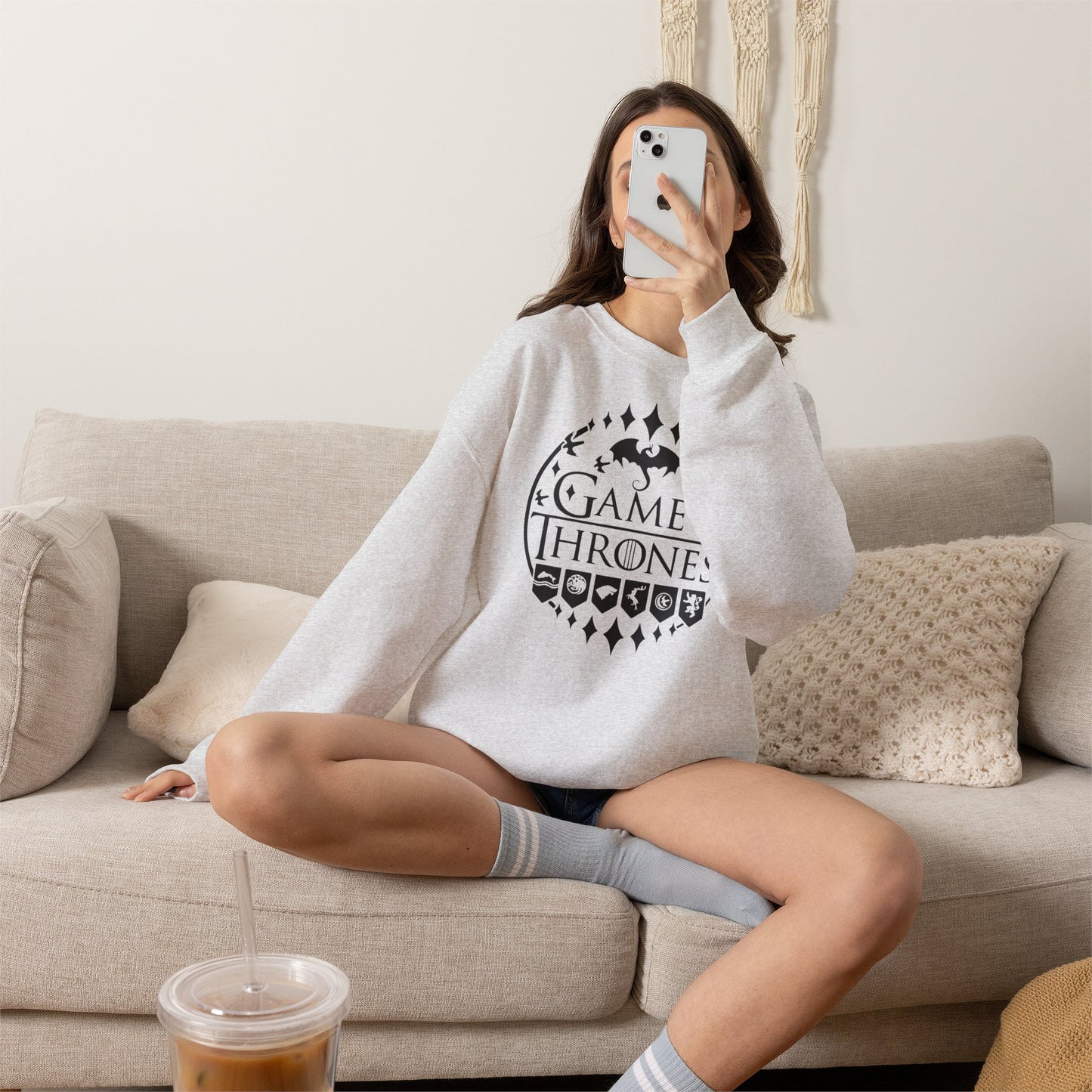 Game of Thrones Inspired Sweatshirt | Westeros Fantasy Crewneck | Dragon & Iron Throne Fan Gift | Unisex Cozy Bookish Sweatshirt