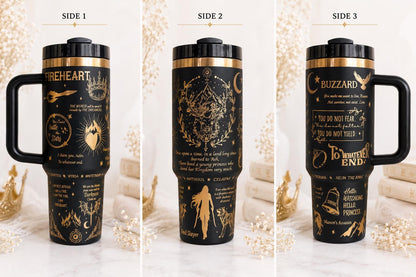 Throne of Glass 40oz Engraved Tumbler | Sarah J Maas Inspired Cup | To Whatever End | Bookish Fantasy Gift | Fireheart Travel Mug