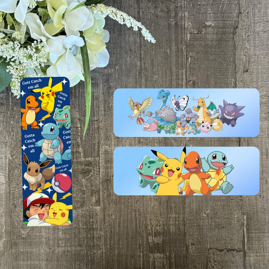 Pokemon Bookmark Set | Starter & Classic Pokemon Design | Anime-Inspired Bookmarks | Gift for Gamers and Kids