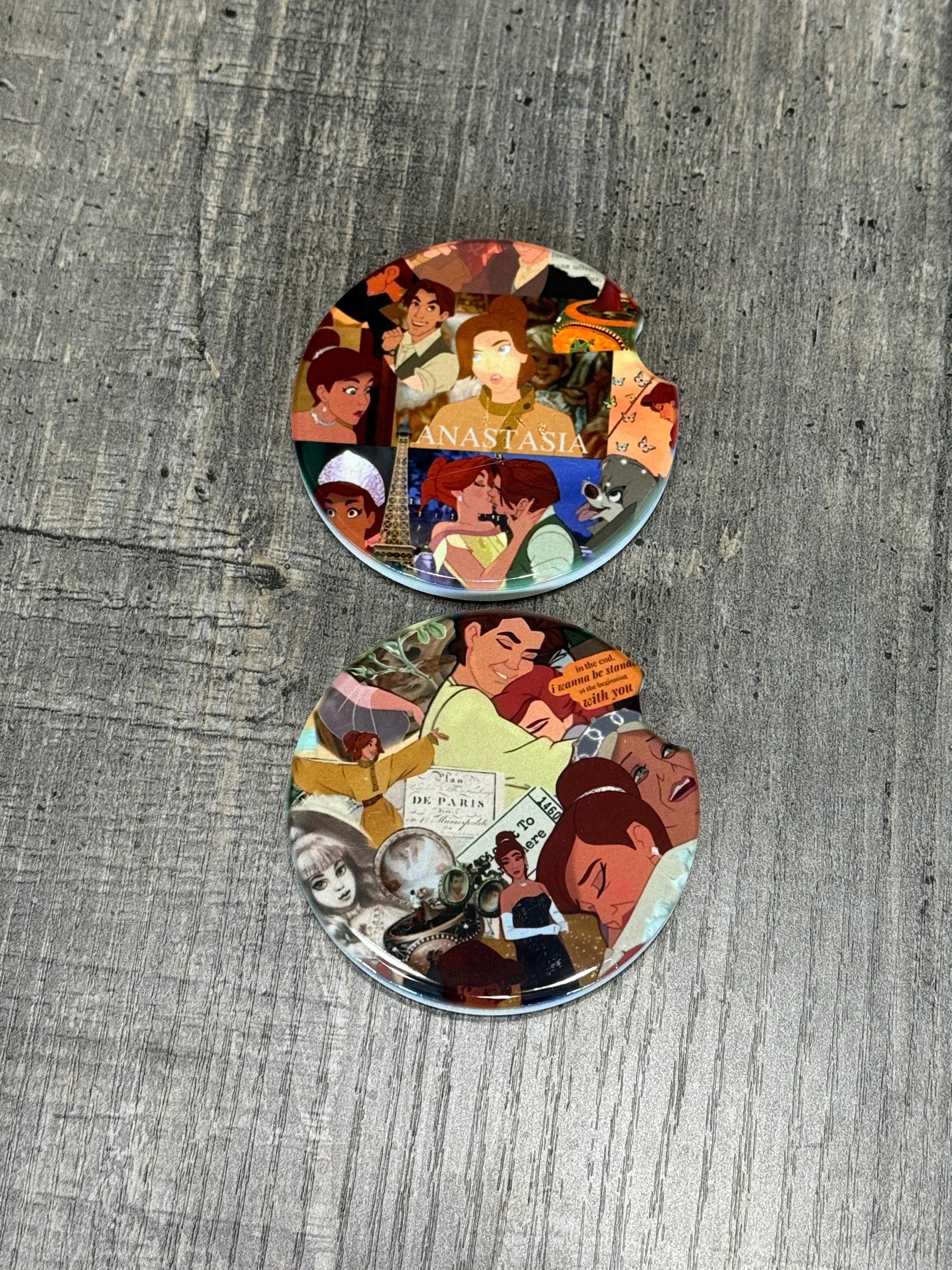 Anya & Dimitri Car Coasters | Anastasia-Inspired Vintage Romance Set