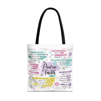 The Power of Faith | Christian Scripture Tote Bag | Inspirational Bible Verse Bag | Religious Gift for Women