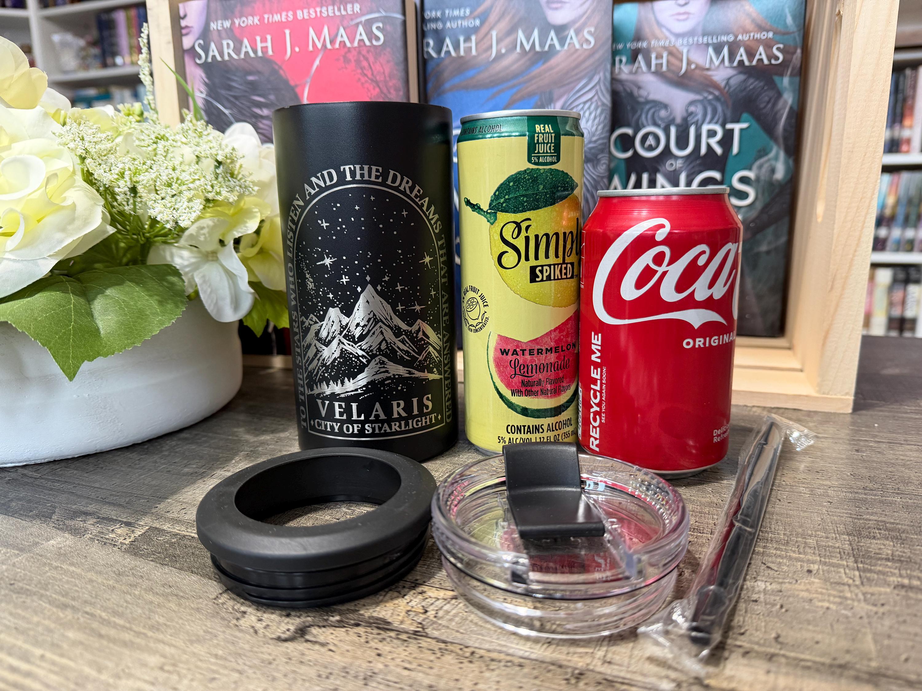 ACOTAR Inspired Can Cooler & 14oz Tumbler | 4-in-1 Fantasy Bookish Drinkware | Romantasy Gift