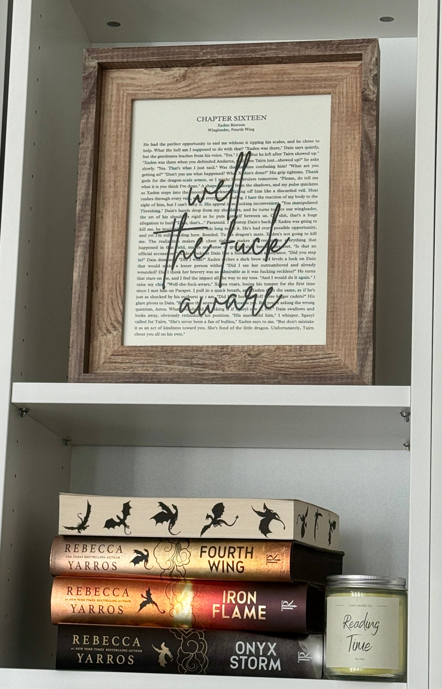 Bookish Frame | Fourth Wing Inspired Shelf Frame | "Well the fuck aware" Quote Decor