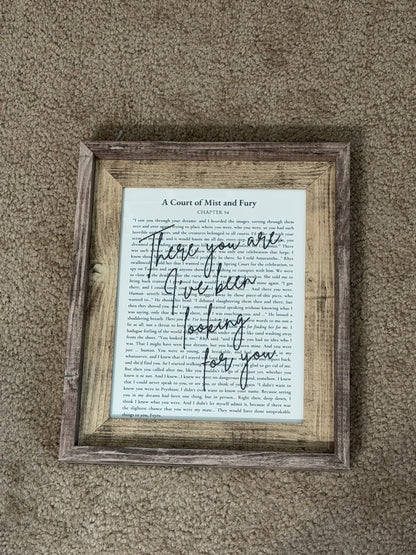 Bookish Frame | ACOTAR Quote Frame | There You Are I've Been Looking for You | A Court of Mist and Fury Bookish Wall Decor