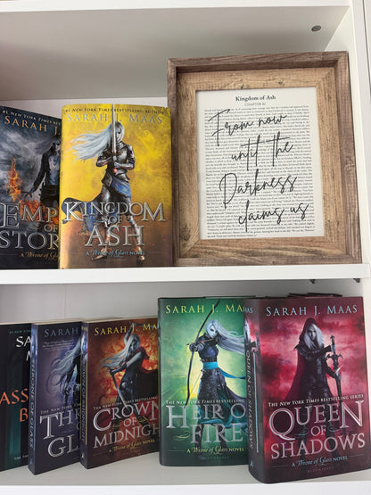 Bookish Frame | Throne of Glass Inspired Shelf Frame | "From Now Until the Darkeness claims us" Quote Decor