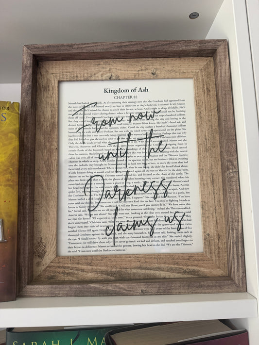 Bookish Frame | Throne of Glass Inspired Shelf Frame | "From Now Until the Darkeness claims us" Quote Decor