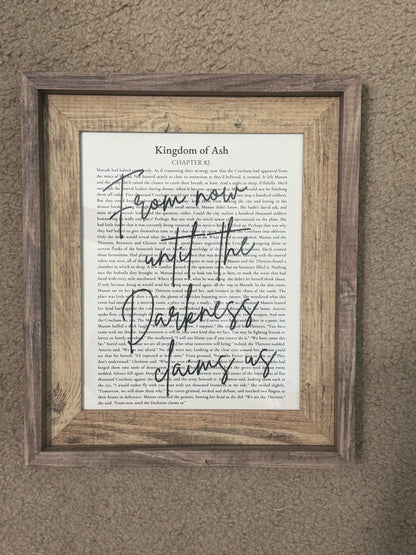 Bookish Frame | Throne of Glass Inspired Shelf Frame | "From Now Until the Darkeness claims us" Quote Decor