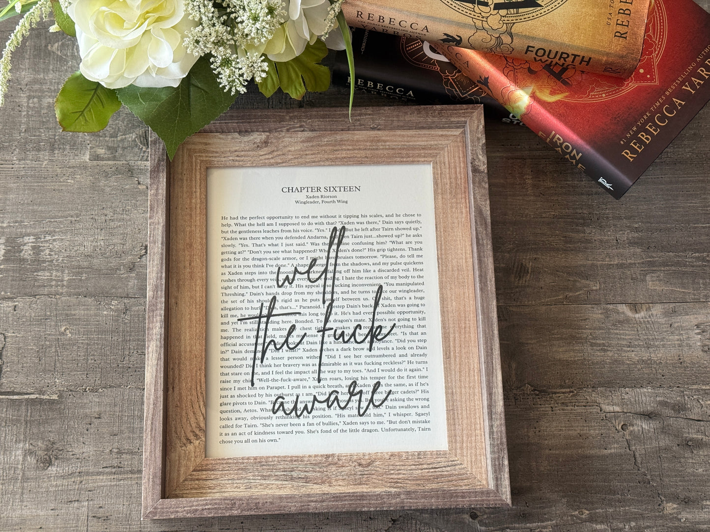 Bookish Frame | Fourth Wing Inspired Shelf Frame | "Well the fuck aware" Quote Decor