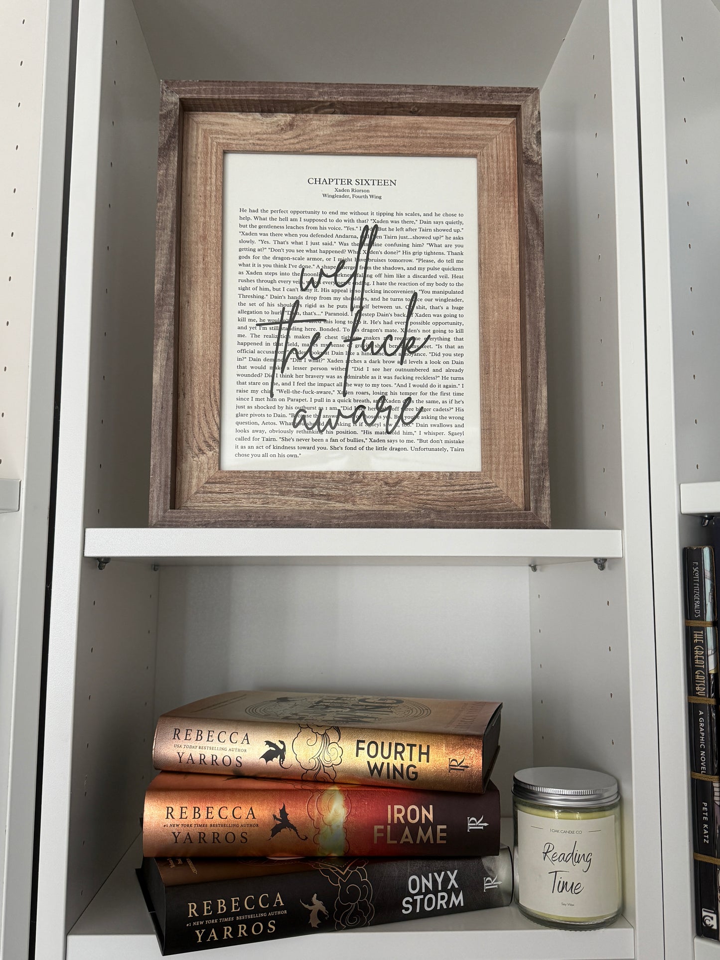 Bookish Frame | Fourth Wing Inspired Shelf Frame | "Well the fuck aware" Quote Decor