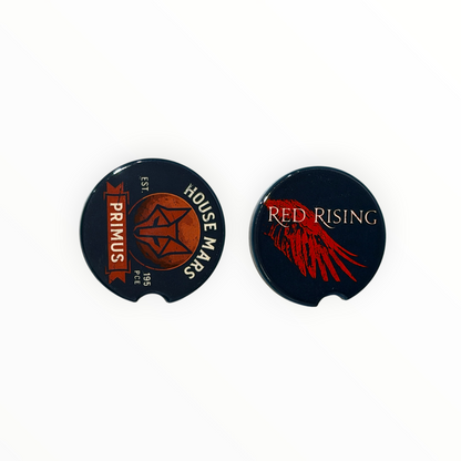 Red Rising Car Coasters | House Mars 2-Pack Sci-Fi Ceramic Coasters