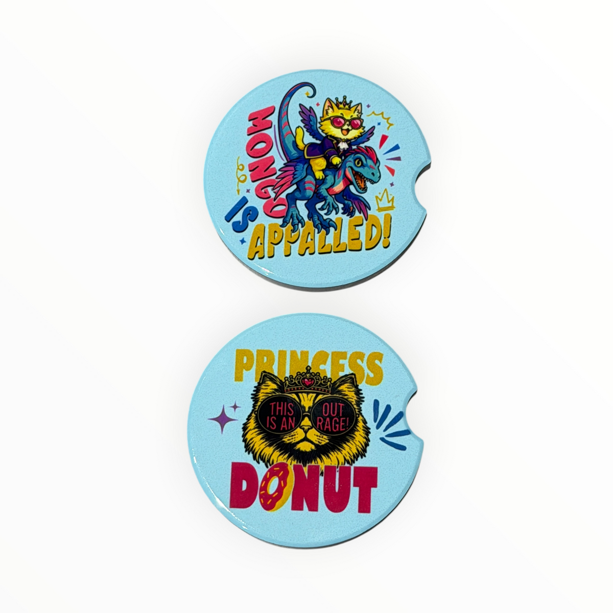 Dungeon Crawler Carl Pastel Car Coasters | Princess Donut 2-Pack Ceramic Set