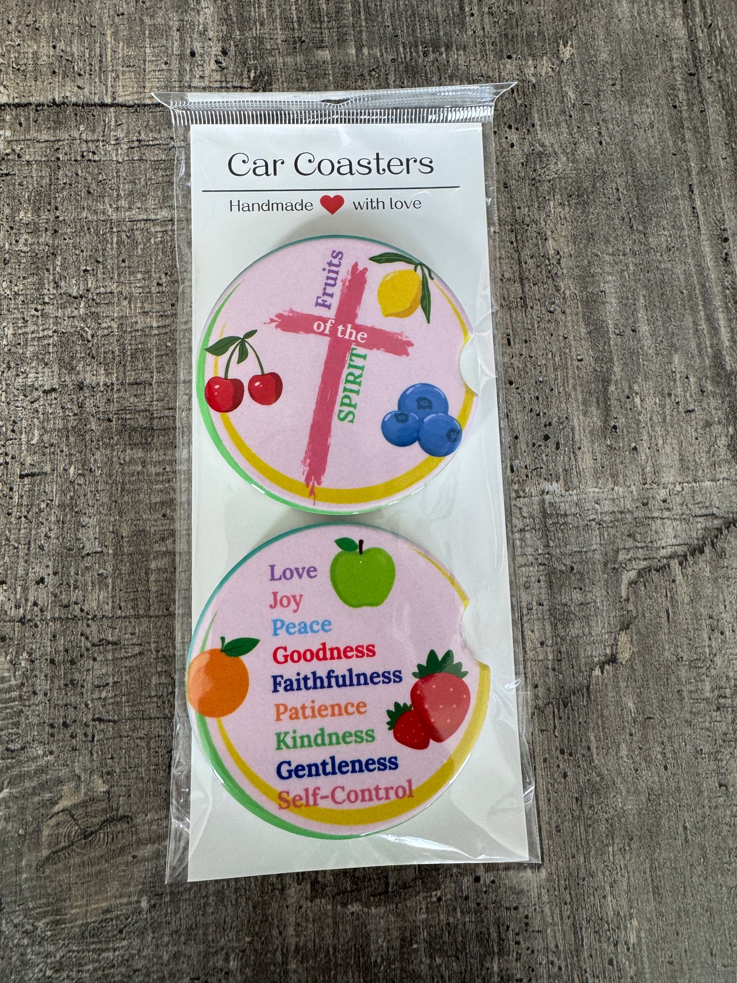 Christian Car Coasters | Fruits of the Spirit
