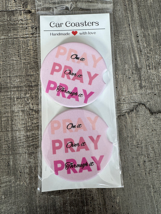 Christian Car Coasters | Pray, Pray, Pray