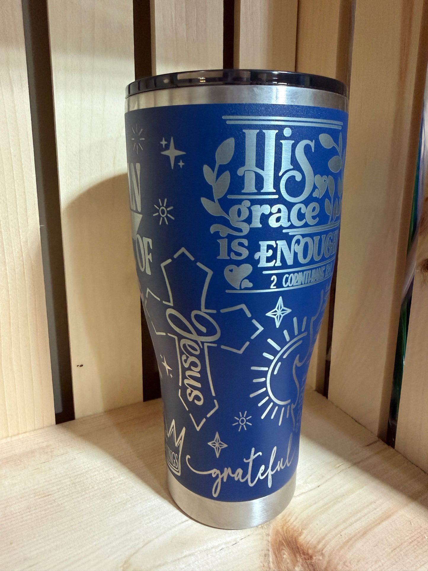 Man of Faith | Christian Engraved Tumbler |Jesus Cross Lion Bible Verse Cup | Religious Gift for Men Women