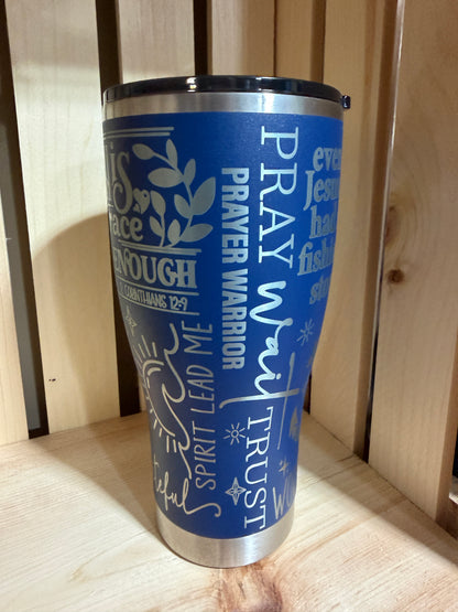 Man of Faith | Christian Engraved Tumbler |Jesus Cross Lion Bible Verse Cup | Religious Gift for Men Women