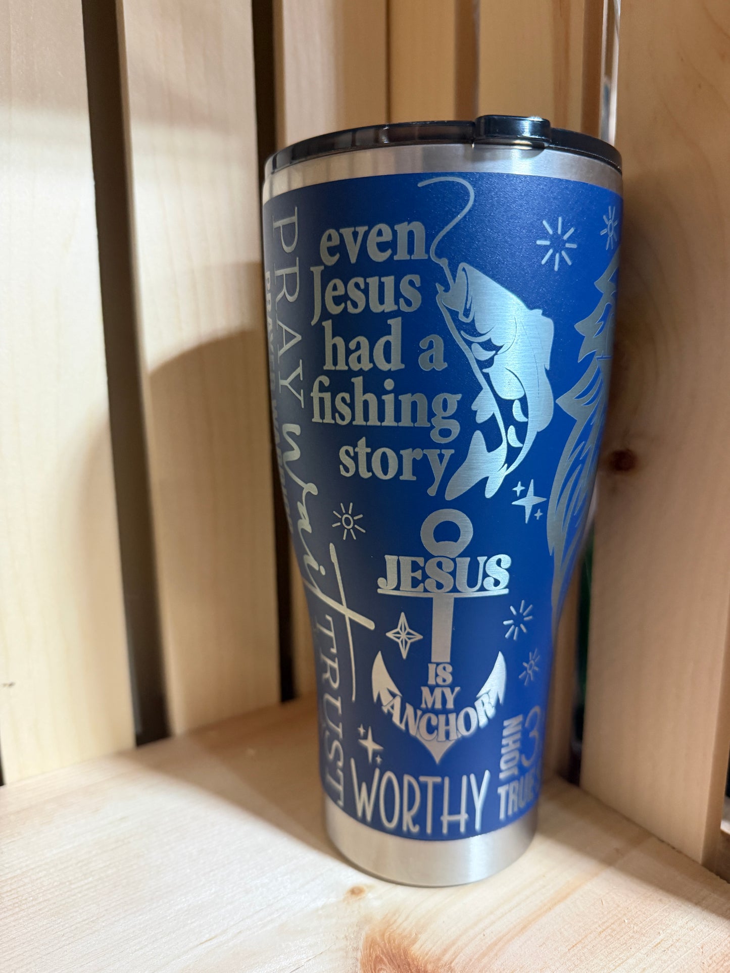 Man of Faith | Christian Engraved Tumbler |Jesus Cross Lion Bible Verse Cup | Religious Gift for Men Women