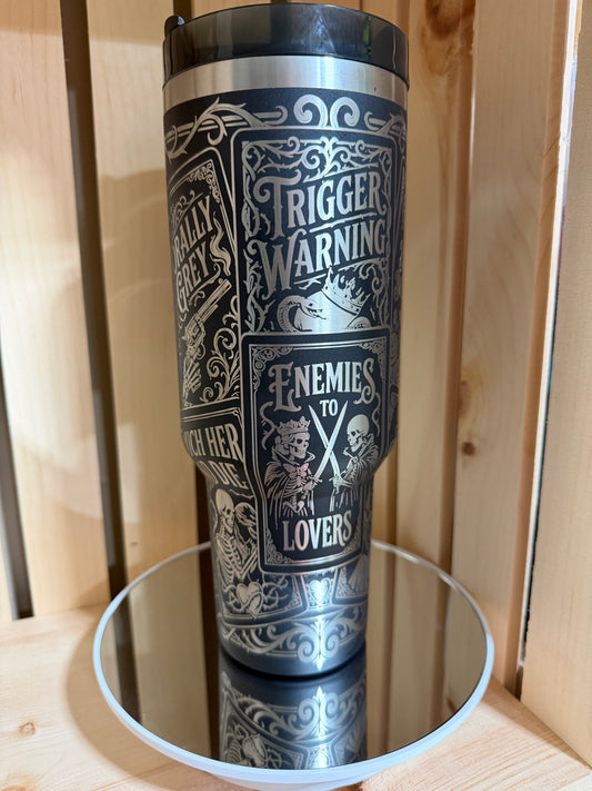 Dark Romance 40oz Engraved Tumbler with Handle | Smut Reader Tumbler | Enemies to Lovers Cup | Morally Grey Bookish Gift | Dark Romance Reader