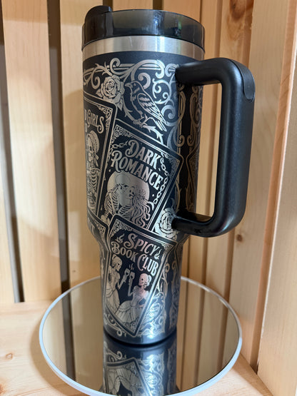 Dark Romance 40oz Engraved Tumbler with Handle | Smut Reader Tumbler | Enemies to Lovers Cup | Morally Grey Bookish Gift | Dark Romance Reader