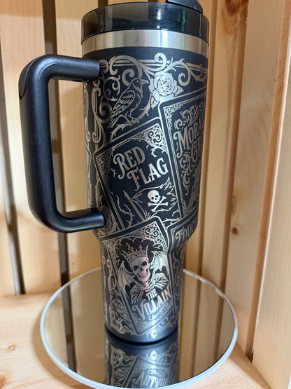 Dark Romance 40oz Engraved Tumbler with Handle | Smut Reader Tumbler | Enemies to Lovers Cup | Morally Grey Bookish Gift | Dark Romance Reader