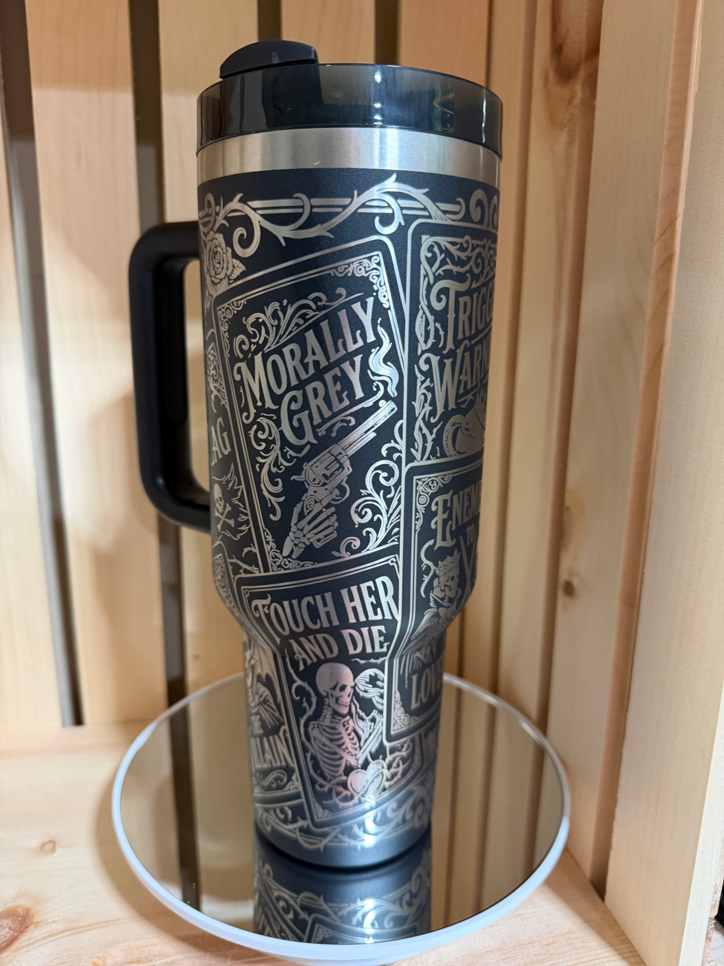 Dark Romance 40oz Engraved Tumbler with Handle | Smut Reader Tumbler | Enemies to Lovers Cup | Morally Grey Bookish Gift | Dark Romance Reader