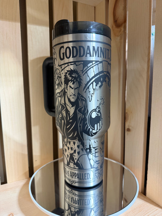 Dungeon Crawler Carl 40oz Engraved Tumbler | Goddamnit Donut Laser Engraved Cup | Princess Donut & Carl Fan Gift | Book Lover Travel Mug