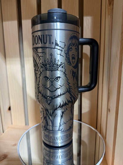 Dungeon Crawler Carl 40oz Engraved Tumbler | Goddamnit Donut Laser Engraved Cup | Princess Donut & Carl Fan Gift | Book Lover Travel Mug