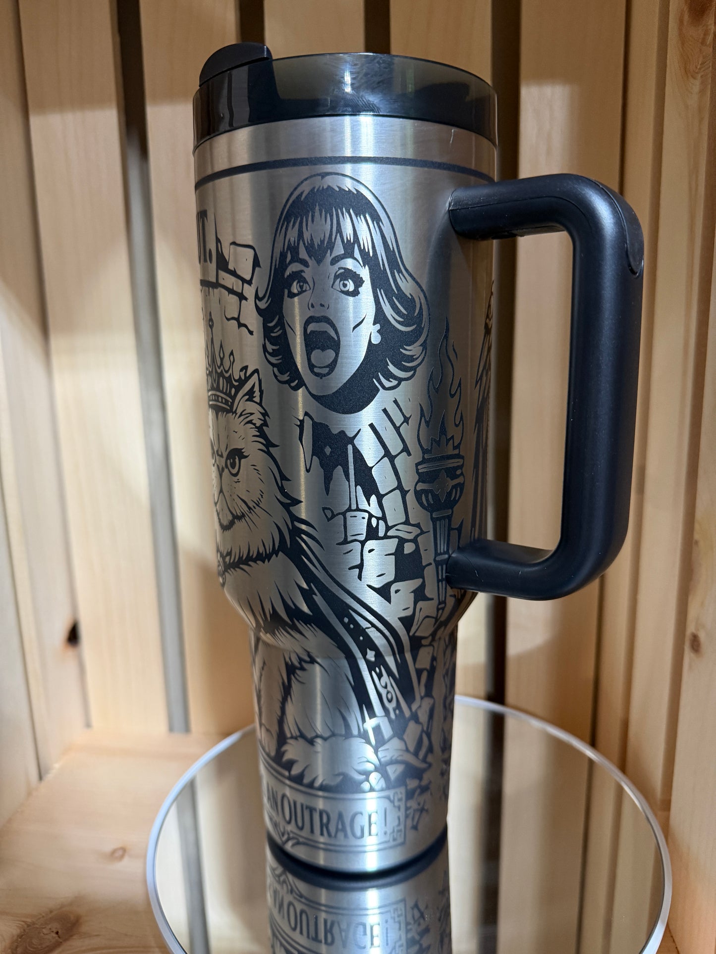 Dungeon Crawler Carl 40oz Engraved Tumbler | Goddamnit Donut Laser Engraved Cup | Princess Donut & Carl Fan Gift | Book Lover Travel Mug