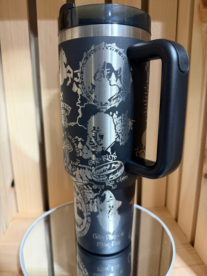 Lord of the Rings 40oz Engraved Tumbler | LOTR Stanley Style Cup | One Ring Fantasy Travel Mug | Tolkien Bookish Gift | Middle Earth Cup