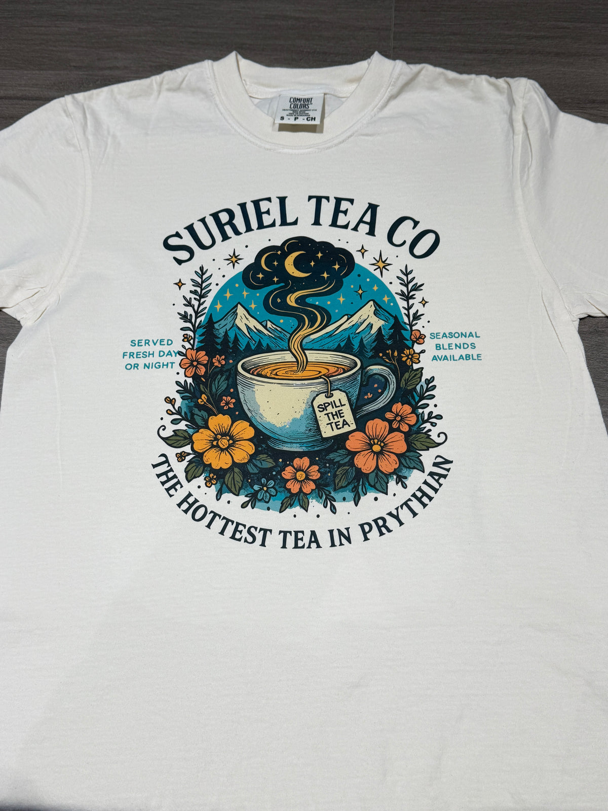 ACOTAR Suriel Tea Co. t-shirt, view 3