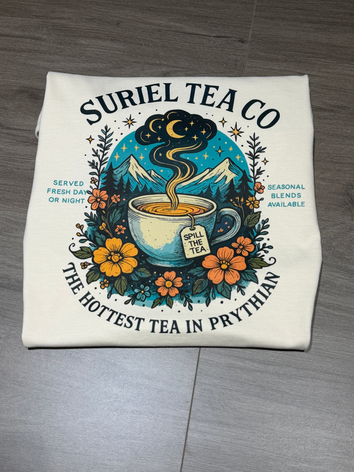 ACOTAR Suriel Tea Co. t-shirt, view 4