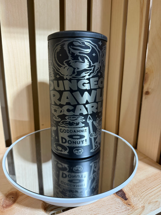 Dungeon Crawler Carl Engraved 4-in-1 Can Cooler | DCC Laser Engraved Tumbler | Book Lover Gift | Fantasy Reader Cup | RPG Fan Drink Holder