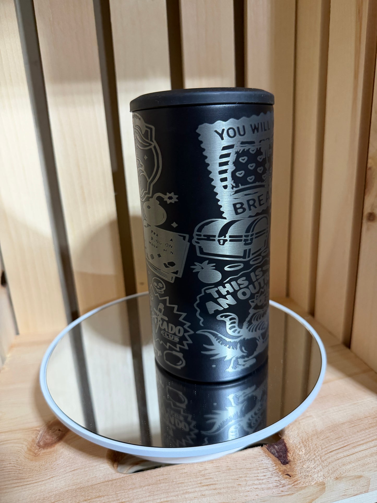 Dungeon Crawler Carl Engraved 4-in-1 Can Cooler | DCC Laser Engraved Tumbler | Book Lover Gift | Fantasy Reader Cup | RPG Fan Drink Holder
