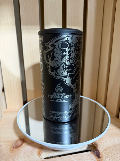 Lord Rings Gift, LOTR Tumbler, Middle Earth, Tolkien Gift, Fantasy Reader, Book Lover Gift, Engraved Cup, Can Cooler, Hobbit Gift, Fantasy Gift, Reader Tumbler, LOTR Fan Gift, Middle Earth Map