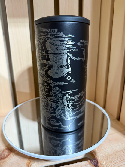 Lord Rings Gift, LOTR Tumbler, Middle Earth, Tolkien Gift, Fantasy Reader, Book Lover Gift, Engraved Cup, Can Cooler, Hobbit Gift, Fantasy Gift, Reader Tumbler, LOTR Fan Gift, Middle Earth Map