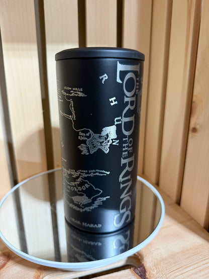 Lord Rings Gift, LOTR Tumbler, Middle Earth, Tolkien Gift, Fantasy Reader, Book Lover Gift, Engraved Cup, Can Cooler, Hobbit Gift, Fantasy Gift, Reader Tumbler, LOTR Fan Gift, Middle Earth Map