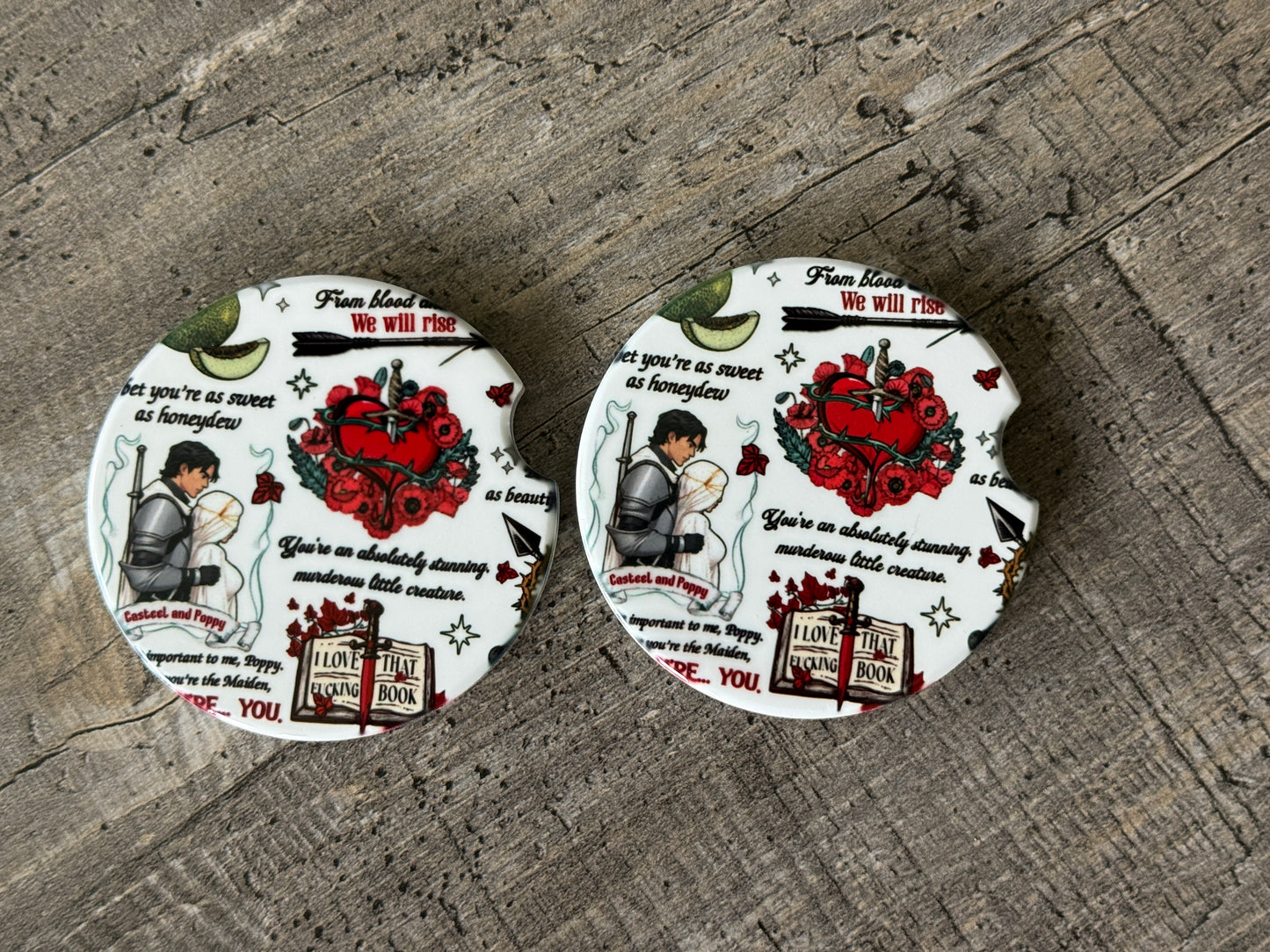 Blood and Ash Inspired Car Coasters