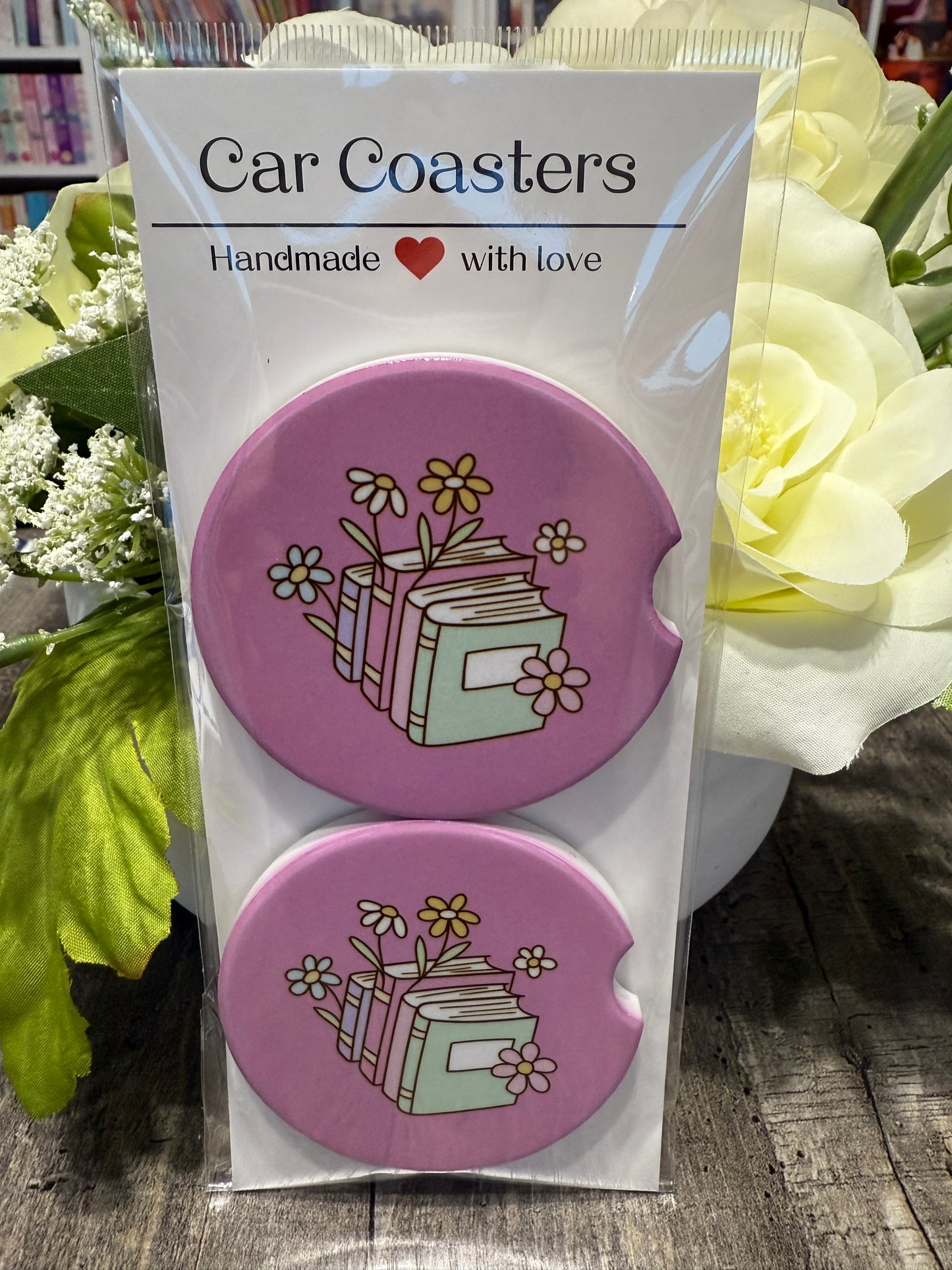 Fantasy Car Coasters | Pastel Book & Flowers