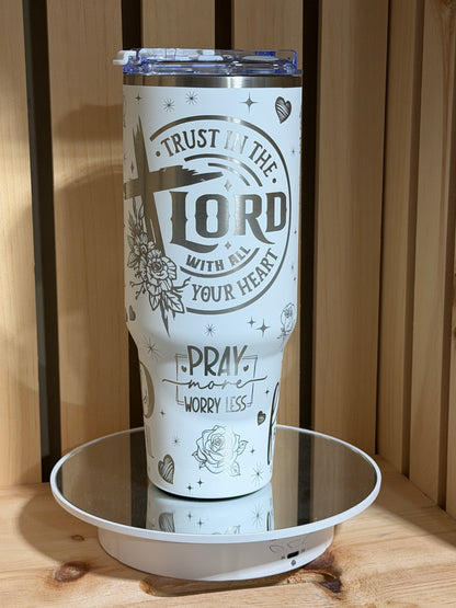 Pink Trust in the Lord engraved 40oz tumbler, view 5