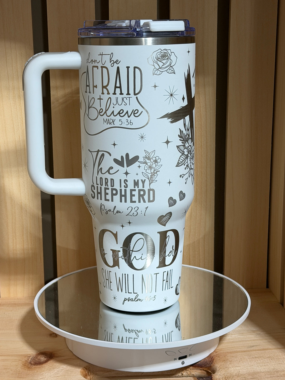 Pink Trust in the Lord engraved 40oz tumbler, view 7