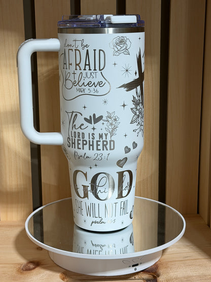 Pink Trust in the Lord engraved 40oz tumbler, view 7