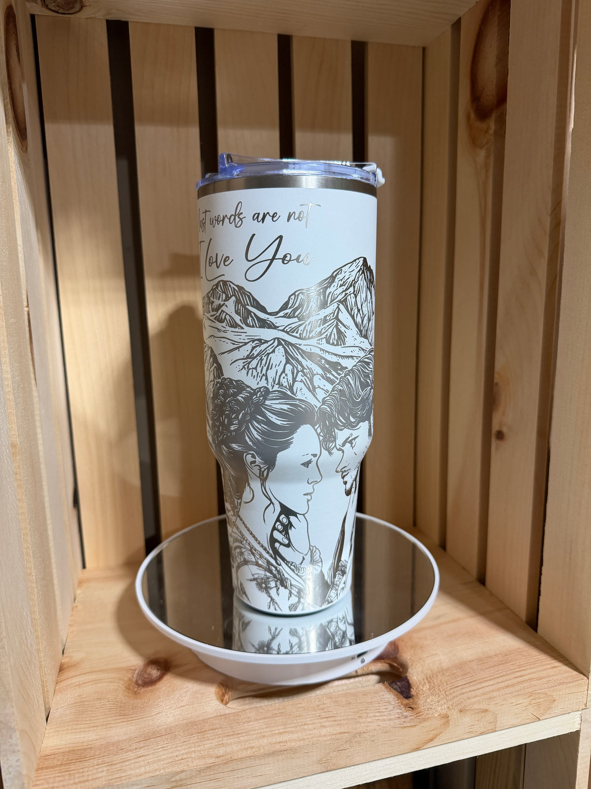 Outlander 40oz Engraved Tumbler, White Rainbow Cup, view 10