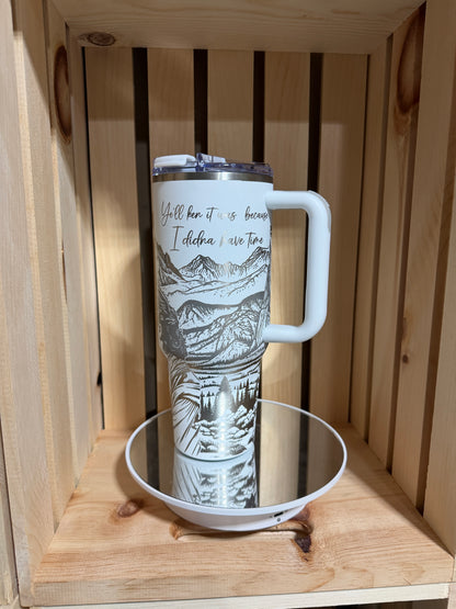 Outlander 40oz Engraved Tumbler, White Rainbow Cup, view 11