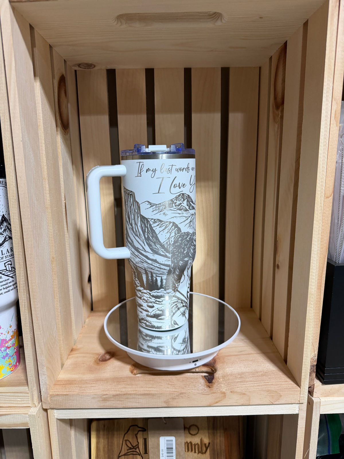 Outlander 40oz Engraved Tumbler, White Rainbow Cup, view 12