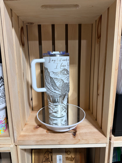 Outlander 40oz Engraved Tumbler, White Rainbow Cup, view 12